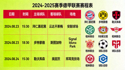 德甲联赛赛程表和球队标志